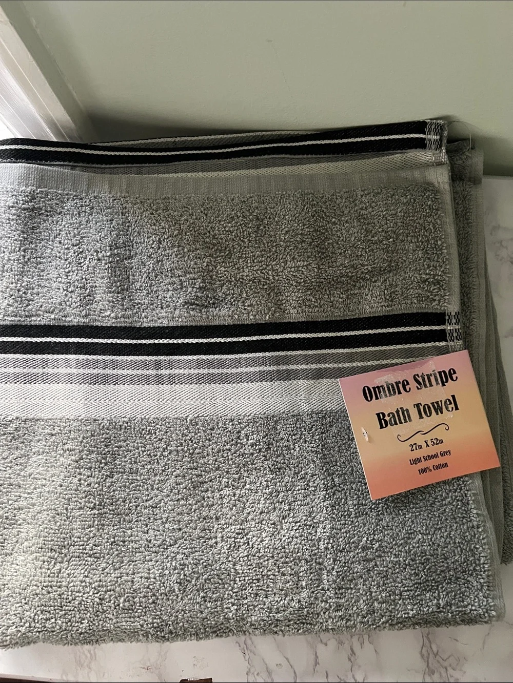 Ombre Stripe Light Grey Bath Towel - Unbranded